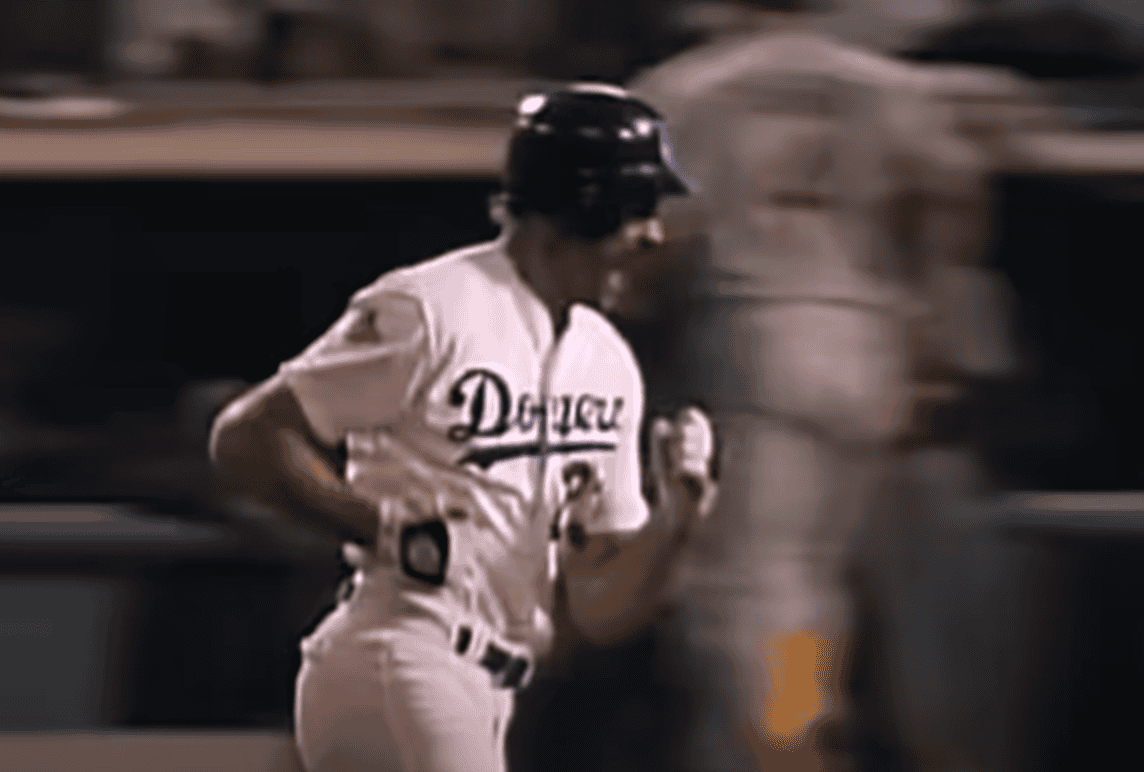 Kirk Gibson celebrates his iconic walk-off home run in the 1988 World Series.